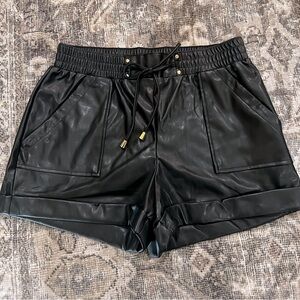 Women's Black Faux Leather Shorts